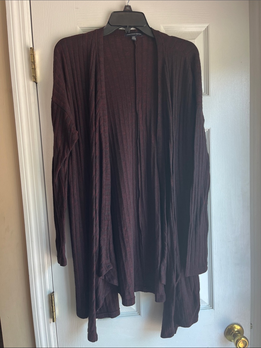 American Eagle Outfitters Women’s Ribbed Open-Front Cardigan - Burgundy